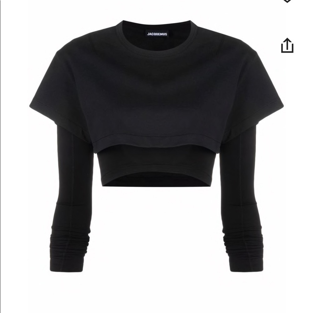 Jaquemus Women's Black Le Double Layered Cropped T-shirt